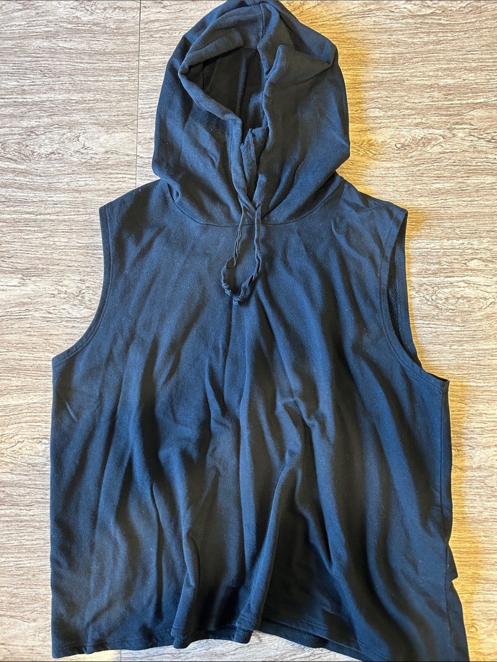 Eileen Fisher Black Sleeveless Hooded Top XL